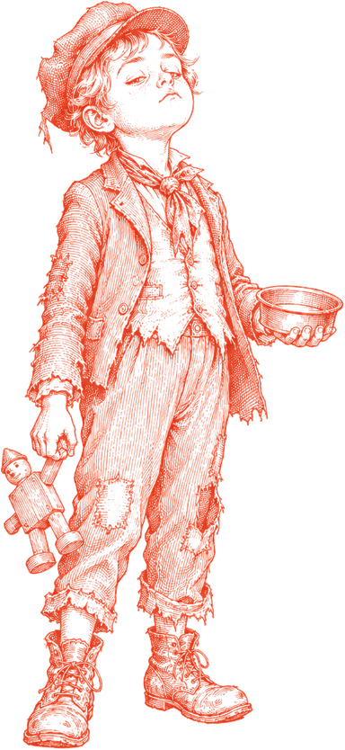 Decorative Victorian Pauper line art